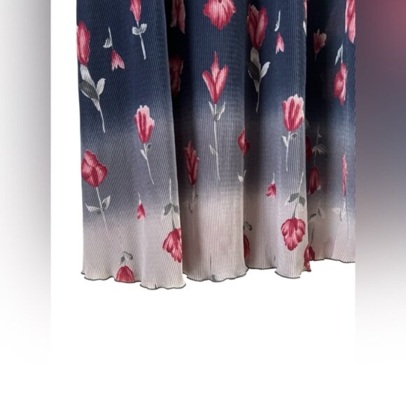 Purple floral vintage tank top mini dress stretchy scalloped - Picture 4 of 4